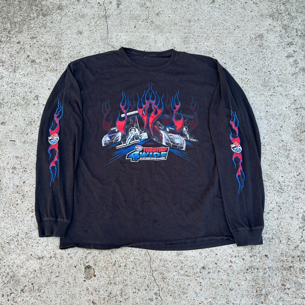 Vintage "Y2K" Flame Hits Las Vegas Speedway Long Sleeve The Strip 4 Wide Shirt L